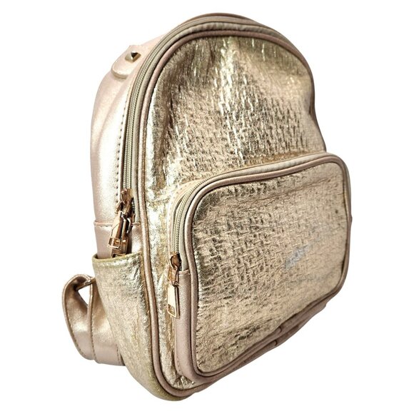 3AM Forever Gold Mini Bling Backpack 11.5" H x 10" W x 4" D - Picture 3 of 8